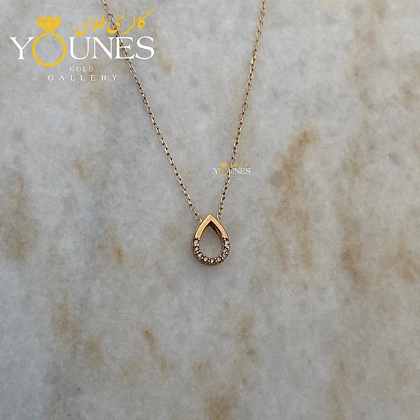 گردنبند طلا اشکی توخالی نگینی